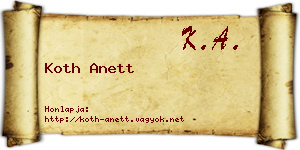 Koth Anett névjegykártya